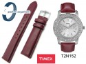 Pasek do zegarka Timex T2N152 skórzany bordowy 18mm