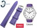 Pasek do zegarka Timex T2N344 skórzany fioletowy 20 mm