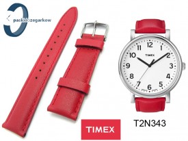 Pasek do zegarka Timex T2N343 skórzany czerwony 20 mm