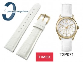 Pasek Timex T2P071 skórzany biały 18 mm złota sprzączka