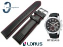 Pasek do zegarka Lorus RT363AX9, RS963AX9 skórzany czarny czerwone przeszycie 22 mm