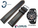 Pasek do zegarka Lorus RT307BX9, RT387BX9, RT373EX9, RW637AX-9 skórzany, czarny, pomarańczowe przeszycie 22mm