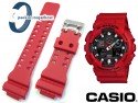 Pasek do Casio GA-100B-4A GA-100 GR-8900 GA-110 GD-100 GD-110 GA-120 GA-300 GA-140 czerwony matowy sprzączka błyszcząca