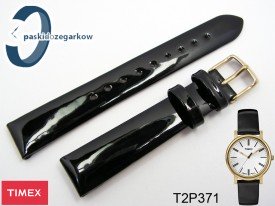 Pasek do zegarka Timex T2P371 czarny skórzany lakierowany 16 mm