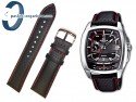 Pasek do Casio EF-321 skórzany czarny 22 mm czerwone przeszycie 