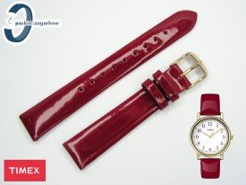 Pasek do zegarka Timex T2P464, 16 mm skórzany lakierowany czerwony