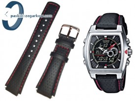 Pasek do zegarka Casio - EFA-120L , EFA-120 skórzany czerwone przeszycie