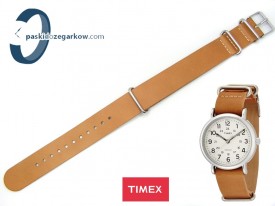 Pasek do zegarka Timex T2P492 skórzany jasnobrązowy jednoczęściowy 20 mm