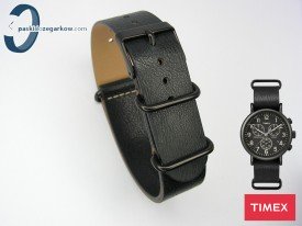 Pasek do Timex TW2P62200 skórzany czarny jednoczęściowy z podkładką, 20 mm