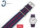 Pasek do zegarka Timex T2N747 parciany jednoczęściowy granatowo-czerwony 20 mm