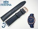 Pasek do Festina F16862 skórzany granatowy złota sprzączka 21 mm