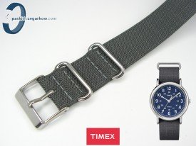 Pasek Timex TW2P65700 parciany szary 20 mm jednoczęściowy