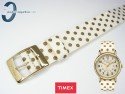 Pasek Timex TW2P66100 parciany jednoczęściowy 20 mm kremowy w brązowe groszki