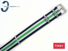 Pasek Timex WEEKENDER parciany 20 mm jednoczęściowy zielono-biało-granatowy