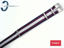 Pasek Timex WEEKENDER parciany 20 mm jednoczęściowy biało-czerwono-granatowy