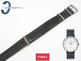 Pasek Timex TW2P91300 skórzany szary jednoczęściowy 20 mm