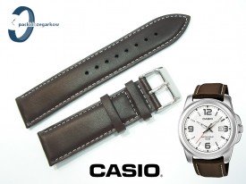 Pasek Casio MTP-1314, MTP-1314L skórzany, brązowy, 22 mm