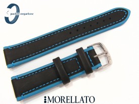 Pasek MORELLATO skórzany czarno-niebieski 20 mm