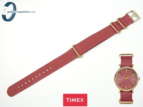 Pasek Timex TW2P78200 parciany jednoczęściowy bordowy 18 mm