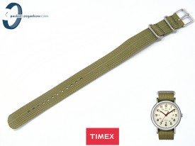 Pasek Timex T2N651 parciany zielony 20 mm jednoczęściowy