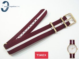 Pasek Timex Tw2P97600 parciany jednoczęściowy bordowo-biały 20 mm