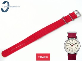 Pasek Timex T2N751 parciany czerwony 20 mm jednoczęściowy
