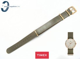 Pasek Timex TW2P98500 skórzany brązowy jednoczęściowy 18 mm szary wpadający w zieleń