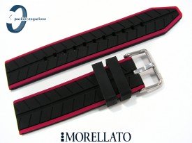 Pasek Morellato SESIA silikonowy 22 mm czarny bordowy akcent