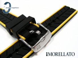 Pasek Morellato SESIA silikonowy 22 mm czarny żółty akcent
