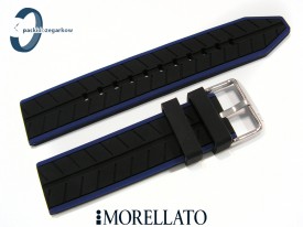Pasek Morellato SESIA silikonowy 22 mm czarny niebieski akcent