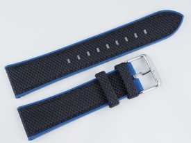 Pasek MORELLATO NET materiałowo-gumowy czarno-niebieski 20 mm