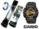 Pasek do Casio G-Shock do modeli: GA-110GB, GDF100GB, GD-100GB, GAC-100BR, GA-710GB - czarny połysk, sprzączka w kolorze złotym