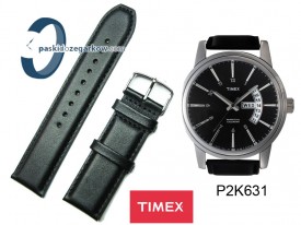 Pasek Timex T2K631, 22mm, skórzany, czarny