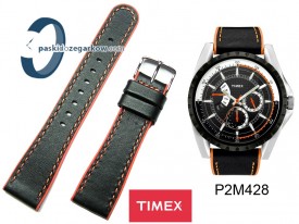Pasek Timex - 22mm - Czarny, pomarańczowe obszycie