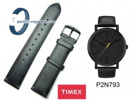 Pasek do zegarka Timex T2N793, T2N794 skórzany, czarny, 20mm