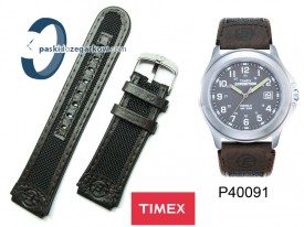 Pasek Timex T40091 skórzano-materiałowy, brązowy 20 mm