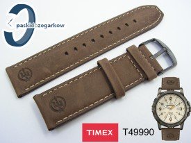 Pasek do zegarka Timex T49990 nubuk brąz 22 mm