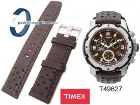 Timex - T49627 - Pasek Timex - skórzany 22mm - ciemny brąz