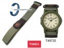 Pasek do zegarka Timex T49725 parciany na rzep, zielony, 20 mm