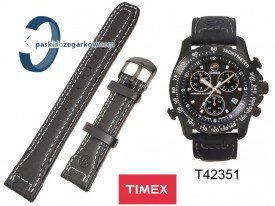 T42351 - Pasek skórzany Timex - Czarny 20mm