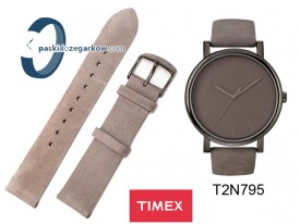 Pasek Timex T2N795 20 mm skórzany szary 