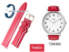 Pasek skórzany Timex - czerwony lakierek - 20mm - T2N385