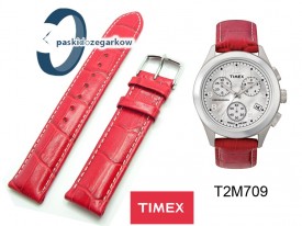 Pasek Timex T2M709 18 mm skórzany czerwony 