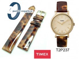 Pasek Timex - Skórzany, lakierek, panterka 18mm