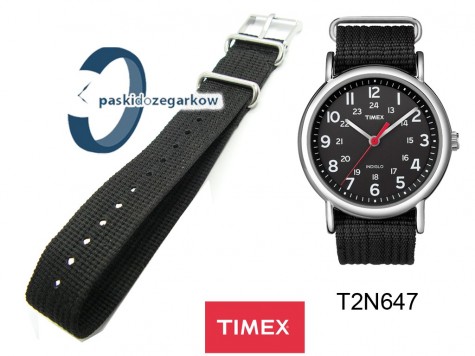 Pasek Timex -20mm - materiałowy - czarny - T2N647