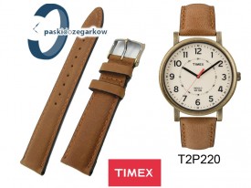 Pasek do zegarka Timex T2P220 skórzany brązowy 20 mm