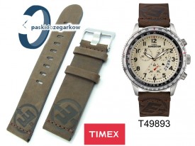 Pasek Timex - skórzany (nubuk) brązowy - 22mm - T49893