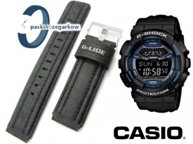 Pasek Casio G-Shock - materiałowo-skórzany, czarny, 20mm - GLS-100