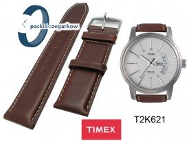 Pasek skórzany Timex - brązowy - 22mm - T2K621