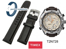 Pasek Timex - ciemny brąz - 22mm - T2N728